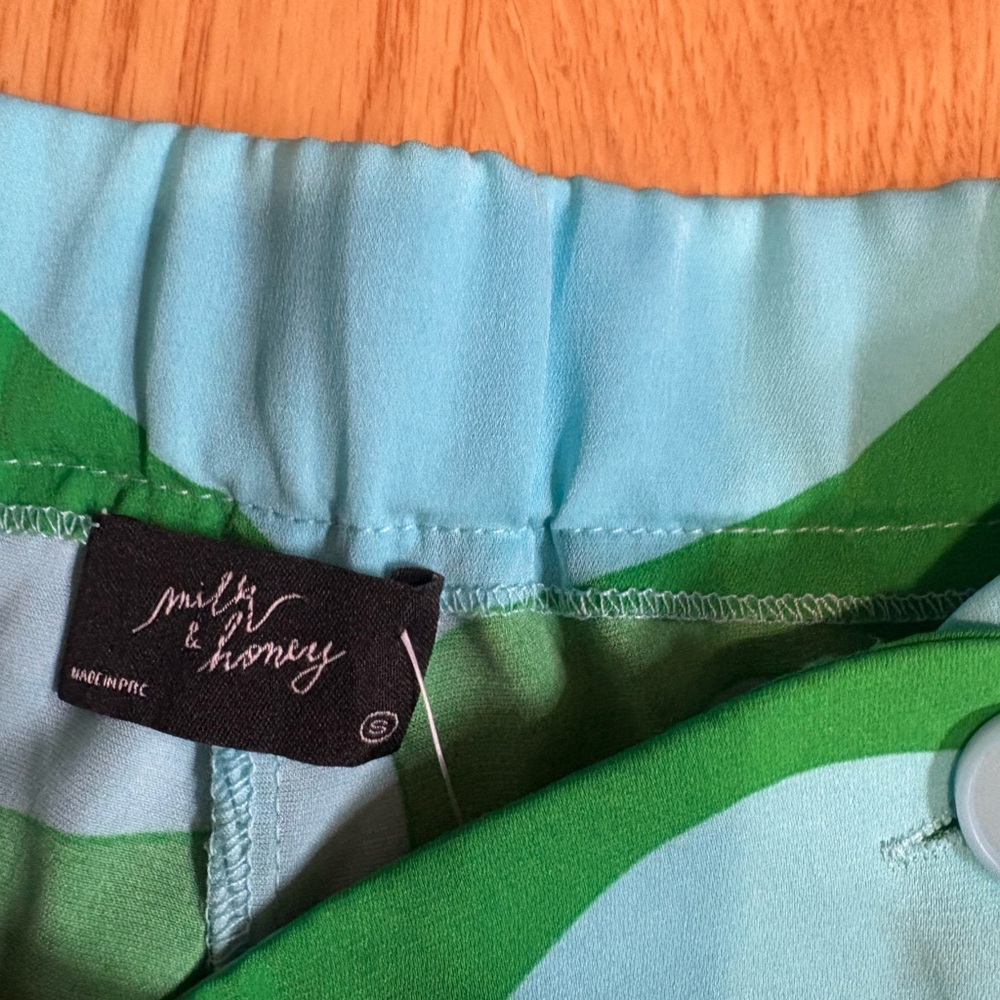 Milk & Honey Green and Blue Wide-Leg palazzo Pants size Small - Picture 3 of 5